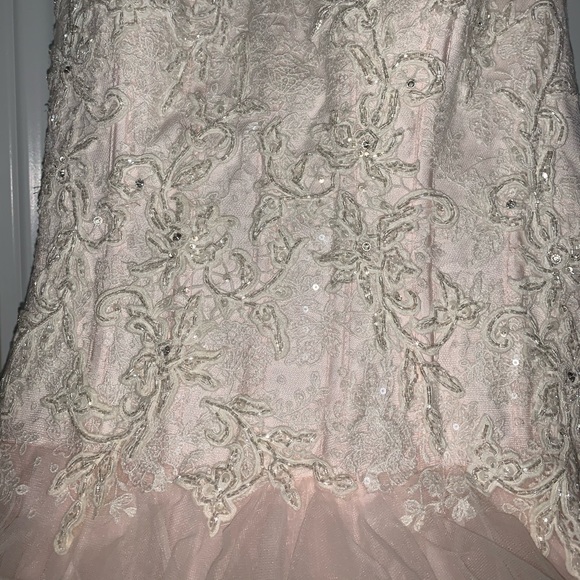 Oleg Cassini Strapless Ruffled Skirt Wedding Dress - Picture 7 of 11